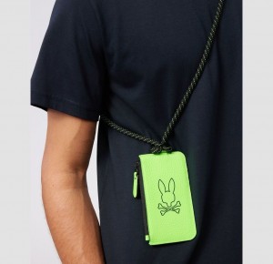 Bags And Wallets Psycho Bunny Lanyard Bunny Logo Wallet Hombre 320 Neon Lime | SI8629073