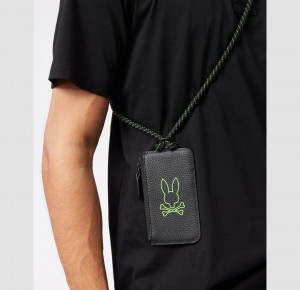 Bags And Wallets Psycho Bunny Lanyard Bunny Logo Wallet Hombre Negros | MS5940367