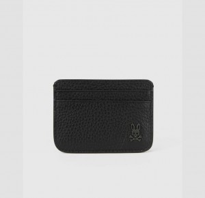 Bags And Wallets Psycho Bunny Leather Card Holder Hombre Negros | GK0518964