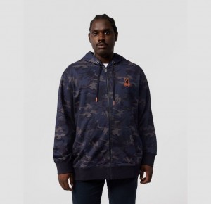 Big & Tall Psycho Bunny Allen Camo Zip Up Hoodie Hombre 402 North Sea | PY0412735