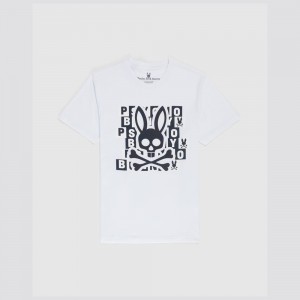 Big & Tall Psycho Bunny Big And Tall Hamming Bunny Graphic Tee Hombre Blancos | SY4658712