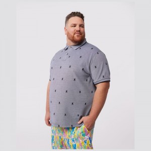 Big & Tall Psycho Bunny Big And Tall Hurd Printed Polo Hombre Negros | TW1253478