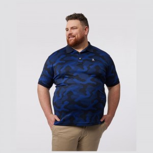 Big & Tall Psycho Bunny Big And Tall Huston Sport Aop Polo Hombre Azul Marino | AH3720854