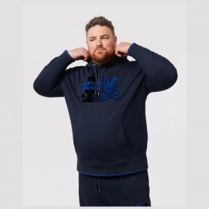 Big & Tall Psycho Bunny Big And Tall Kona Popover Hoodie Hombre Azul Marino | OS5691732