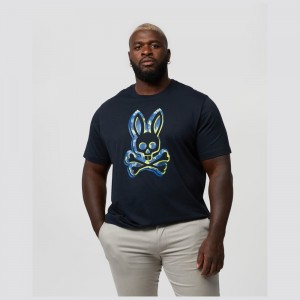 Big & Tall Psycho Bunny Big And Tall Meyer Bunny Graphic Tee Hombre Azul Marino | EO3251680