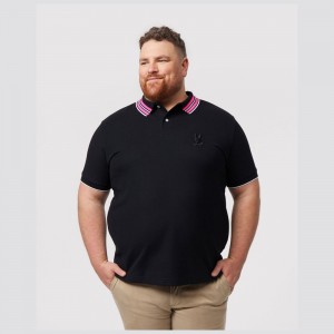 Big & Tall Psycho Bunny Big And Tall Newell Fashion Polo Hombre Negros | IJ5270416