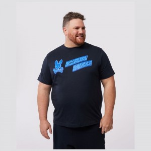 Big & Tall Psycho Bunny Big And Tall Pisani Logo Graphic Tee Hombre Azul Marino | MS8403297