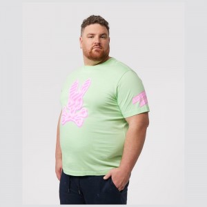 Big & Tall Psycho Bunny Big And Tall Pisani Bunny Graphic Tee Hombre Verde Menta | QH2183490
