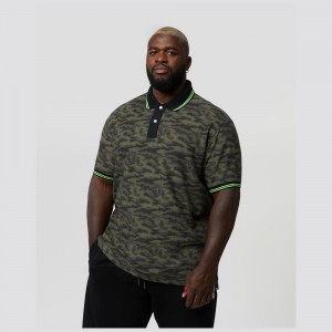Big & Tall Psycho Bunny Big And Tall Rockaway Camo Fashion Polo Hombre Verde Oliva Oscuro | YW2835076