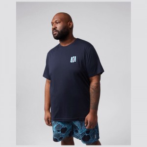 Big & Tall Psycho Bunny Big And Tall Thames Two Sided Graphic Tee Hombre Azul Marino | RL9286015