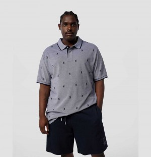 Big & Tall Psycho Bunny Birdseye Printed Polo Hombre Azul Marino | QY6415327
