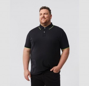 Big & Tall Psycho Bunny Chatham Side Bunny Polo Hombre Negros | QB8159740