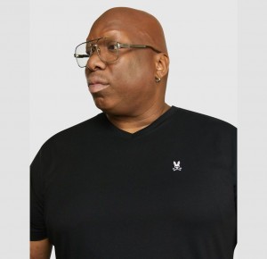 Big & Tall Psycho Bunny Classic V Neck Tee Hombre Negros | NS6803421
