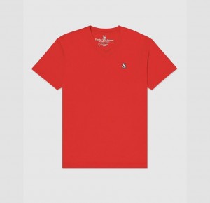 Big & Tall Psycho Bunny Classic V Neck Tee Hombre Rojos | CS4923516