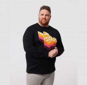 Big & Tall Psycho Bunny Dalles Graphic L/s Tee Hombre Negros | VX7054632
