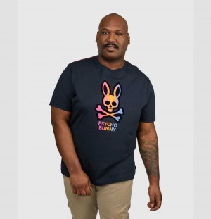 Big & Tall Psycho Bunny Dylan Gradient Bunny Tee Hombre Azul Marino | OR8607154