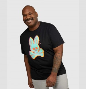 Big & Tall Psycho Bunny Ethan Deco Bunny Tee Hombre Negros | QI8415276