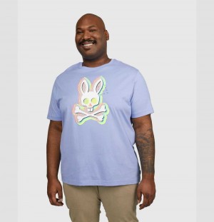 Big & Tall Psycho Bunny Ethan Deco Bunny Tee Hombre Azules | OF7130259