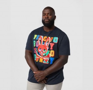Big & Tall Psycho Bunny Fulton Printed Graphic Tee Hombre Azul Marino | VZ5649123