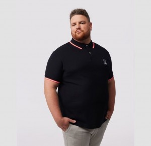 Big & Tall Psycho Bunny Gresham Embroidered Fashion Polo Hombre Negros | ZO7524968
