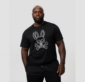 Big & Tall Psycho Bunny Gresham High Density Graphic Tee Hombre Negros | SK0863542