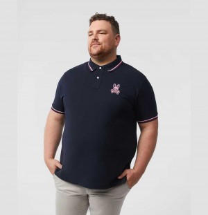 Big & Tall Psycho Bunny Hudson Bunny Logo Polo Hombre Azul Marino | OH3791862
