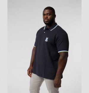 Big & Tall Psycho Bunny Lamport Polo Hombre Azul Marino | TW2950614