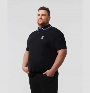 Big & Tall Psycho Bunny Larkin Polo Hombre Negros | OI0695178