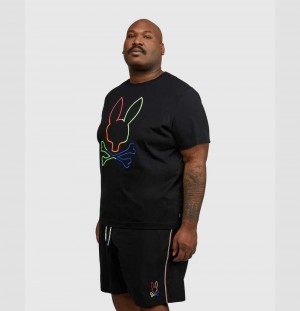 Big & Tall Psycho Bunny Leo Bunny Tee Hombre Negros | HI3028791