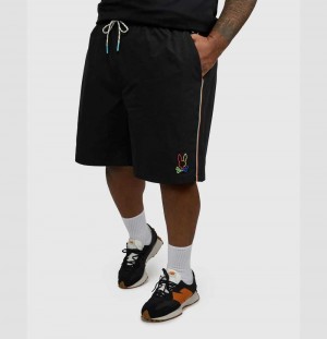 Big & Tall Psycho Bunny Leo Swim Trunks Hombre Negros | SC7869310