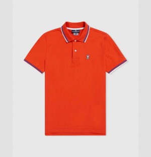 Big & Tall Psycho Bunny Lincoln Neon Tipped Polo Hombre Rojos | AB2356109