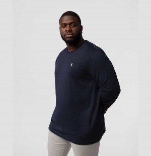 Big & Tall Psycho Bunny Long Sleeve Classic Crew Hombre Azul Marino | SM6751492