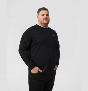Big & Tall Psycho Bunny Long Sleeve Classic Crew Hombre Negros | CR7382410