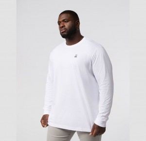 Big & Tall Psycho Bunny Long Sleeve Classic Crew Hombre Blancos | SH9847360