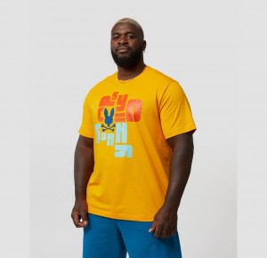 Big & Tall Psycho Bunny Lyons Flocking Graphic Tee Hombre 815 Saffron | SQ0863715
