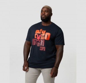 Big & Tall Psycho Bunny Lyons Flocking Graphic Tee Hombre Azul Marino | GJ1958073