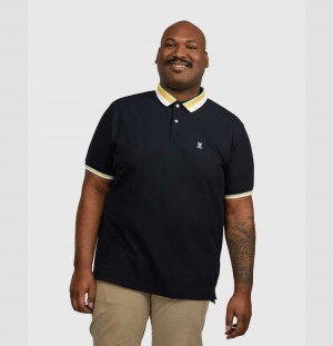 Big & Tall Psycho Bunny Oliver Neon Tipped Polo Hombre Negros | NJ1763890