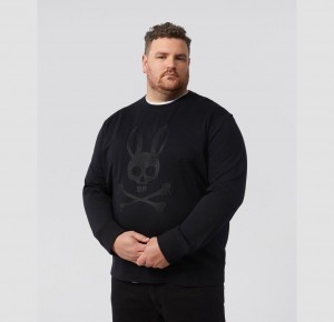 Big & Tall Psycho Bunny Thomaston Bunny Sweatshirt Hombre Negros | RL8391420