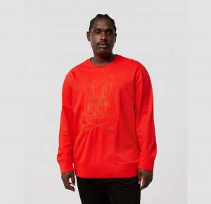 Big & Tall Psycho Bunny Thomaston Bunny Sweatshirt Hombre Rojos | DT0256813