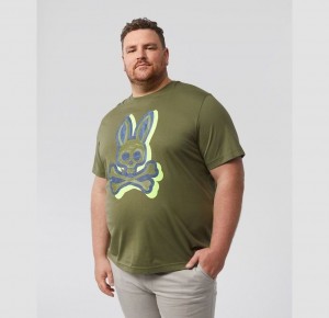 Big & Tall Psycho Bunny Vairck Graphic Tee Hombre Verde Oliva Oscuro | XA7195802