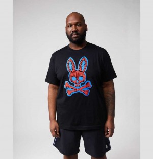 Big & Tall Psycho Bunny Wardell Graphic Tee Hombre Negros | ZL1389046