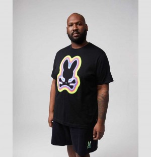 Big & Tall Psycho Bunny Warner Graphic Tee Hombre Negros | OK5620193