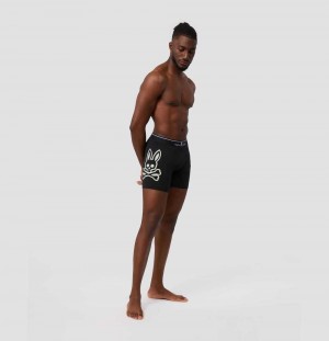 Boxer Briefs Psycho Bunny 2 Pack Bunny Printed Boxer Briefs Hombre Negros | PC2713684