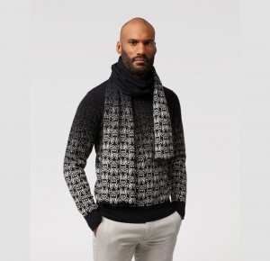 Bufanda Psycho Bunny Ashwood Gradient Hombre Negros | FE9618504