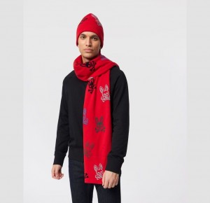 Bufanda Psycho Bunny Lacomb Bunny Cashmere Hombre Rojos | JG1927603