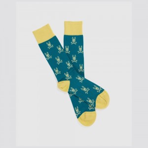 Calcetines Psycho Bunny All Over Dressy Bunny Socks Hombre 407 Spruce | UE2845763