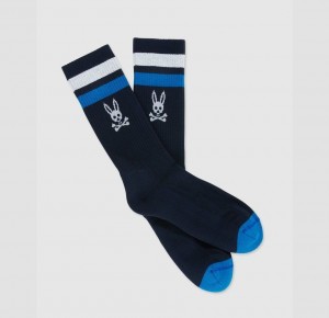 Calcetines Psycho Bunny Bunny And Stripe Hombre Azul Marino | WX4308965