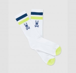 Calcetines Psycho Bunny Bunny And Stripe Hombre Blancos | UH0518762