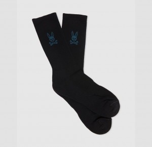 Calcetines Psycho Bunny Classic Hombre Negros | DY2079845