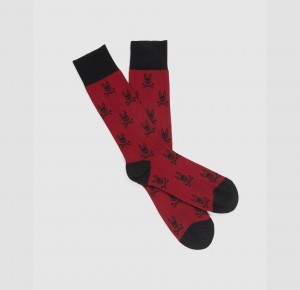 Calcetines Psycho Bunny Classic Hombre Rojos | SZ5710862